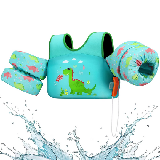 Green dinosaur kids swim vest