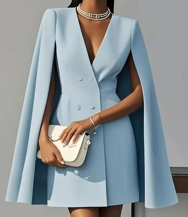 Sophisticated Cape Sleeve Blazer Mini Dress for Work