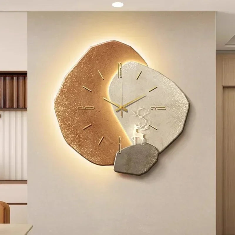 Modern Luminous Moon Wall Clock with LED Glow for Living Room