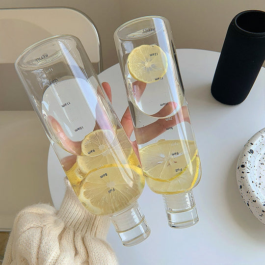 Time Scale Heat-Resistant Glass Water Bottle for Daily Hydration