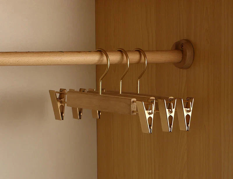 Wooden pants rack hanger with clips