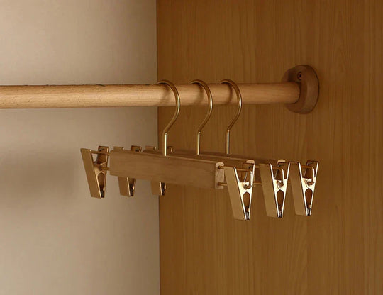Wooden pants rack hanger with clips