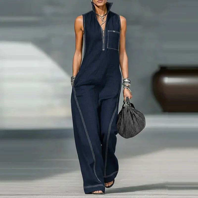 Sleeveless Wide Leg Utility Jumpsuit for Everyday Wear