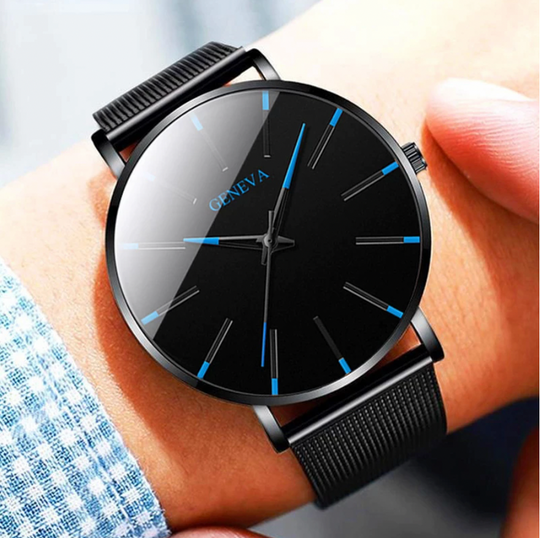 Black watch wrist close up