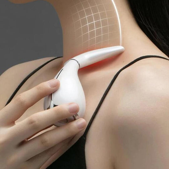 Massager with warm light on collarbone