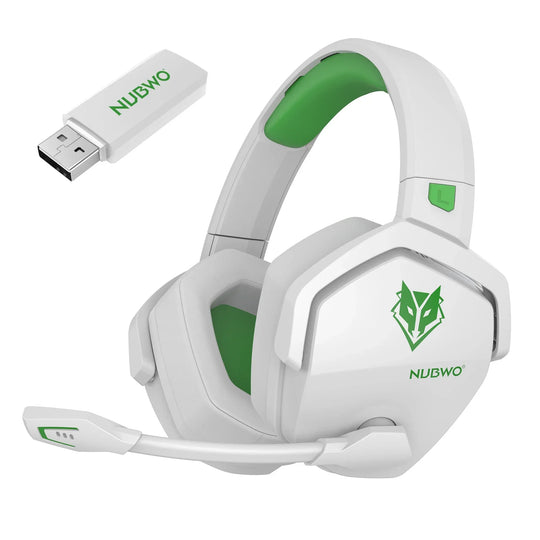 White and green wireless gaming headset