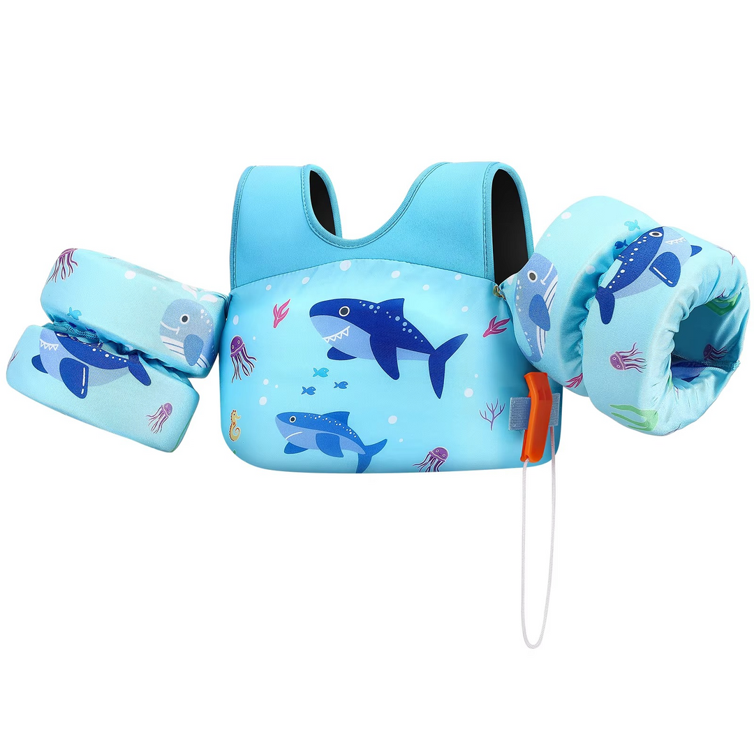 Blue shark kids swim vest