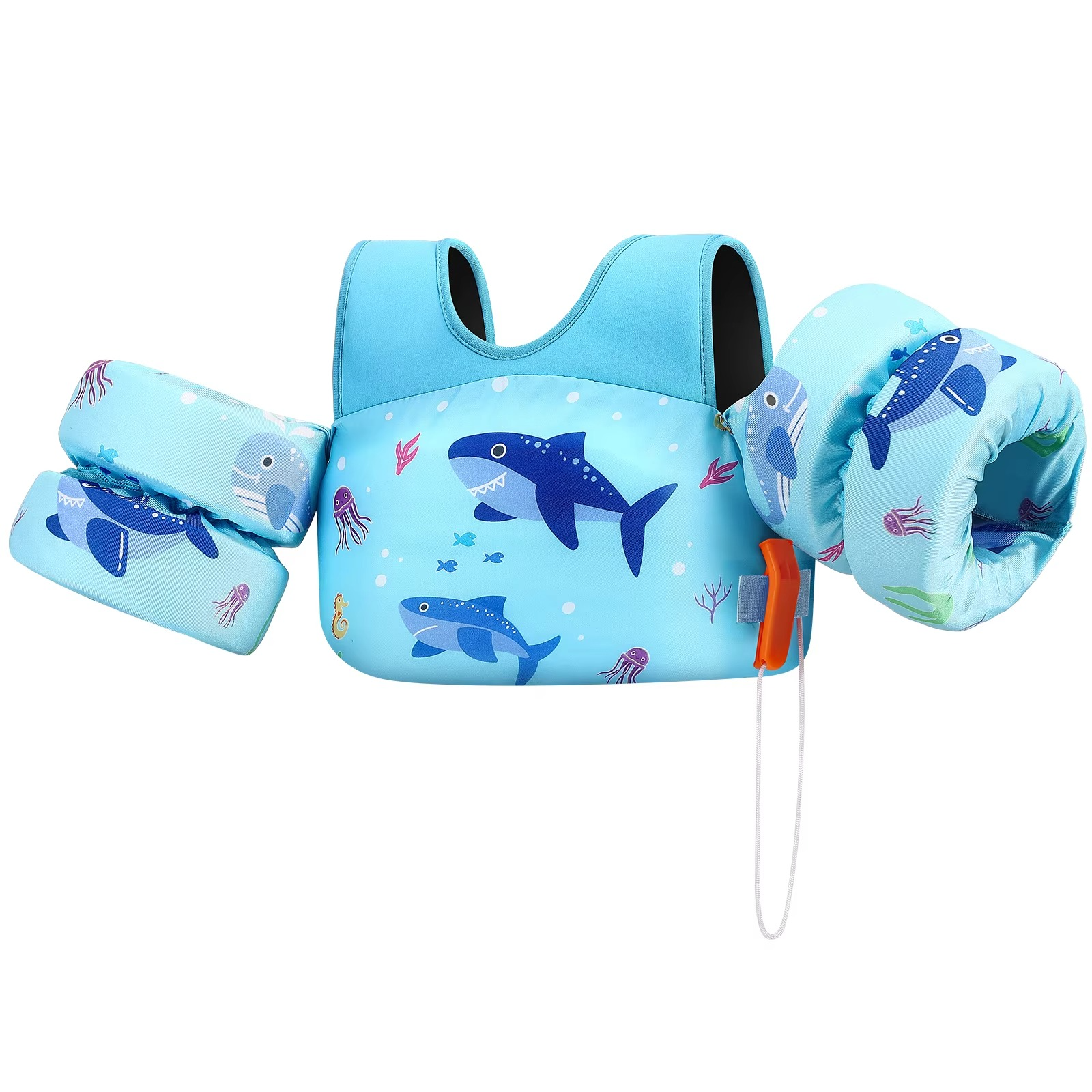 Blue shark kids swim vest