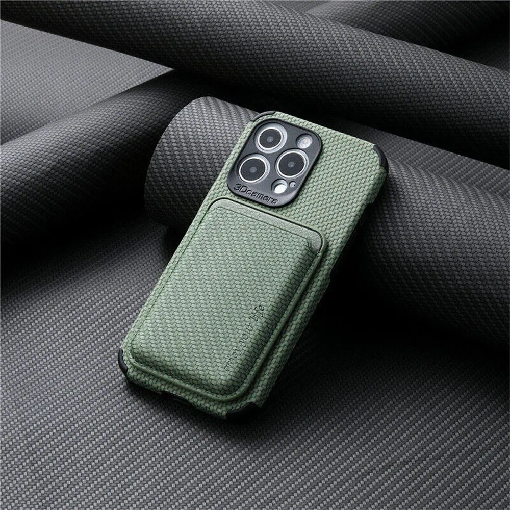Slim MagSafe Leather Wallet Phone Case with Card Holder for iPhone