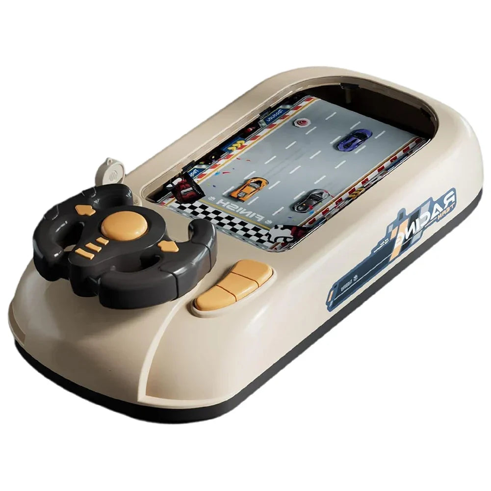 Beige driving simulator toy