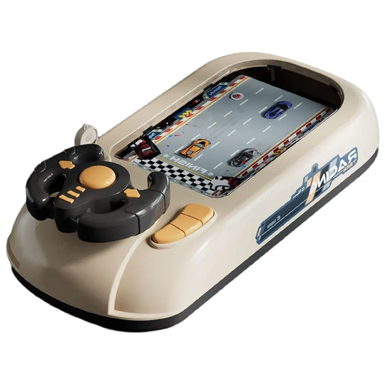 Beige driving simulator toy