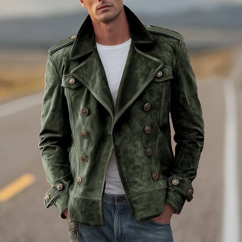 Double Breasted Suede Jacket for Men