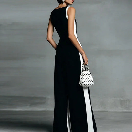 Elegant Deep V Neck Wide Leg Jumpsuit for Summer