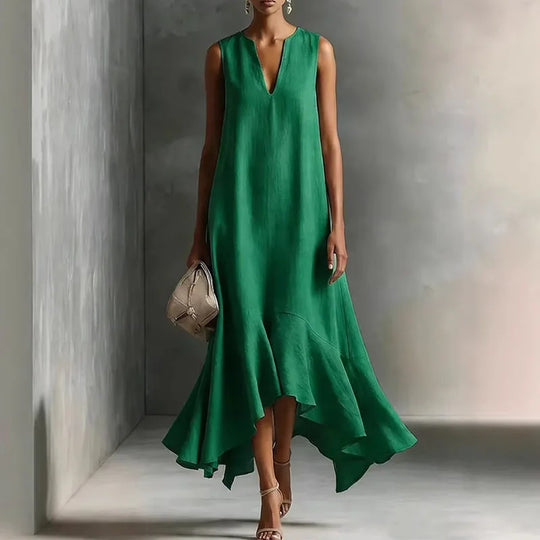 Bohemian V Neck Flowy Maxi Sundress for Summer Vacations