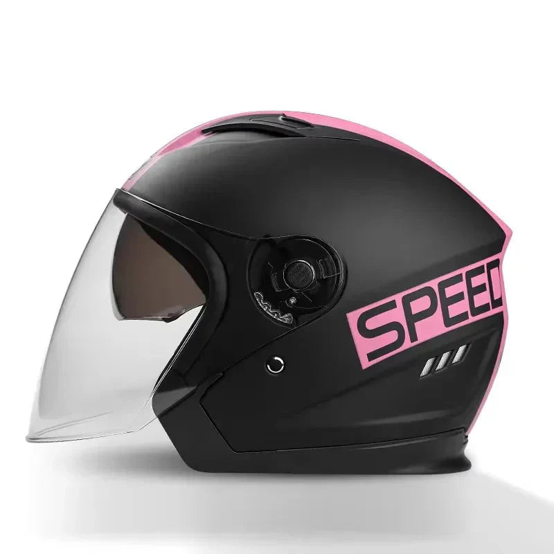 Retro Open Face Motorcycle Helmet with Dual Lens Visor for Scooter and Commuting