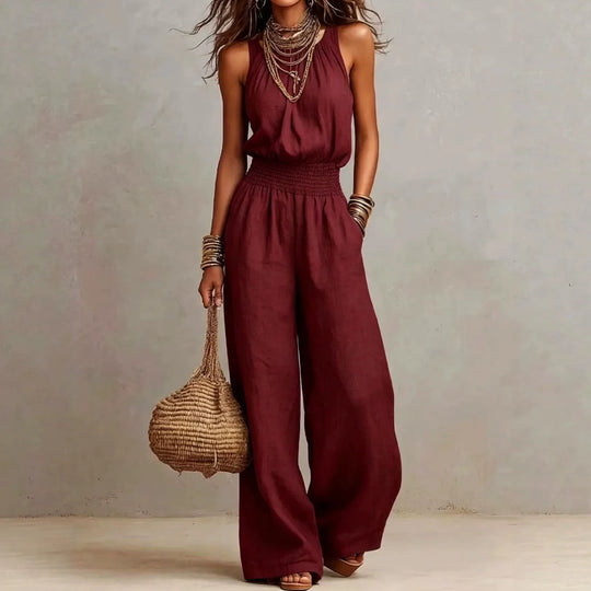 Flowing Halter Wide Leg Jumpsuit for Summer