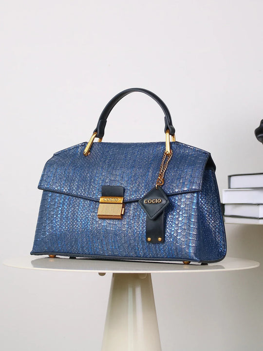 Luxe Snake-Print Leather Shoulder Bag for Work and Everyday Style