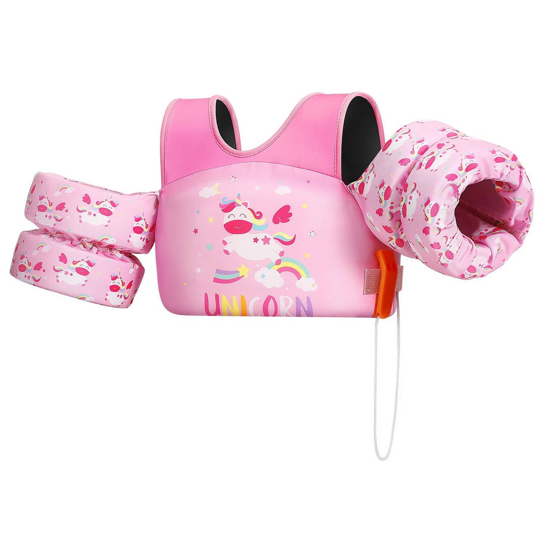 Pink unicorn kids swim vest