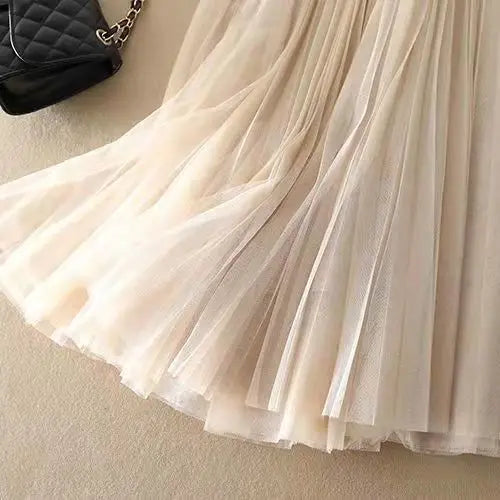 Pleated Mesh Midi Skirt for Everyday Elegance