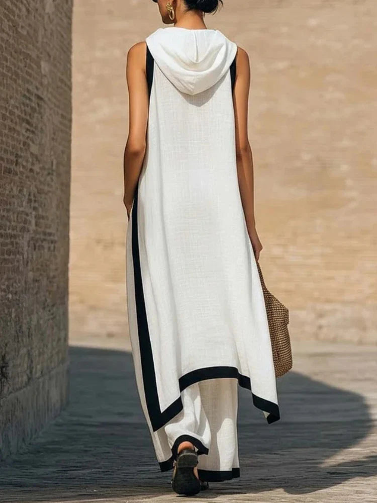 Contrast Trim Sleeveless Two Piece Set for Summer