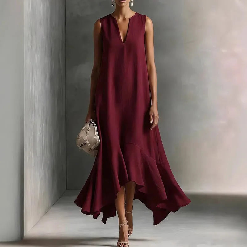 Bohemian V Neck Flowy Maxi Sundress for Summer Vacations