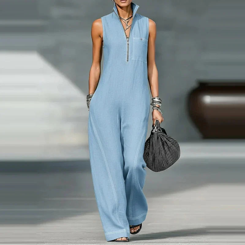 Sleeveless Wide Leg Utility Jumpsuit for Everyday Wear