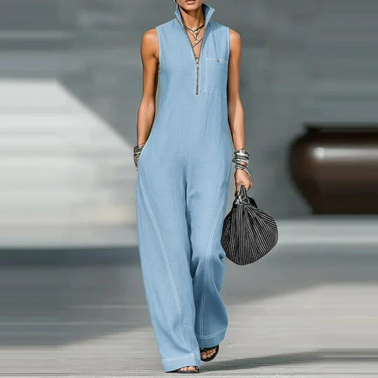 Sleeveless Wide Leg Utility Jumpsuit for Everyday Wear