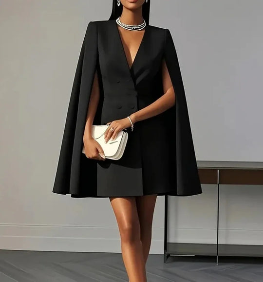 Sophisticated Cape Sleeve Blazer Mini Dress for Work