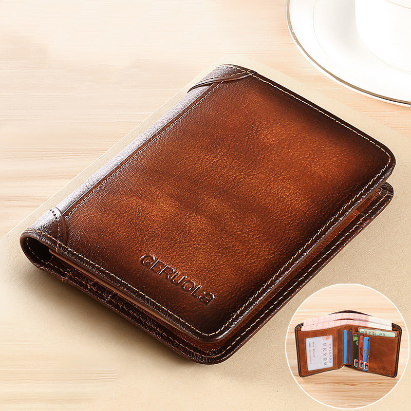 Brown RFID leather wallet