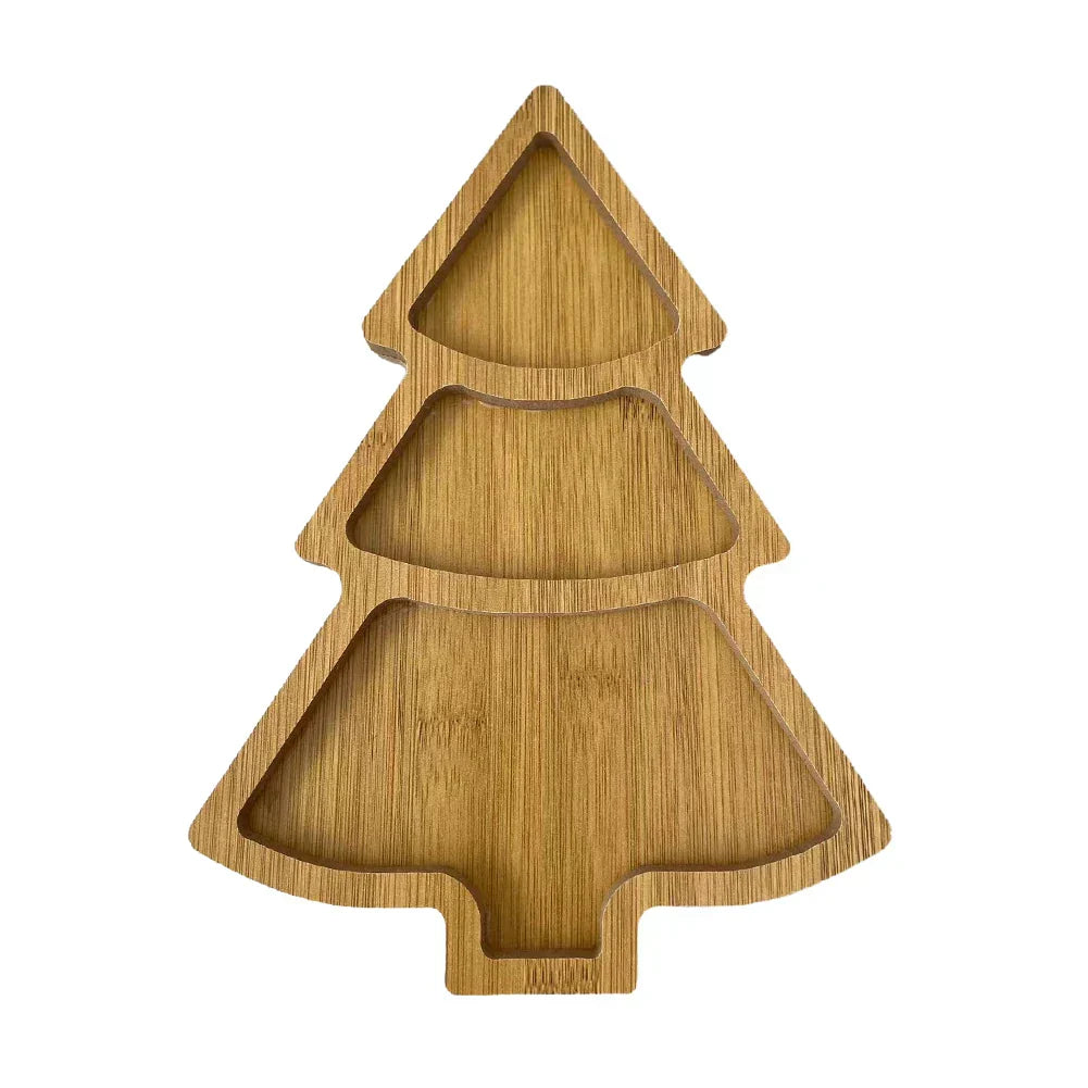 Wooden Christmas Tree Serving Board for Festive Snacks and Appetizers