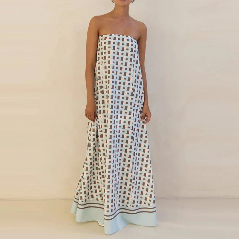 Strapless Printed Maxi Dress for Summer Parties