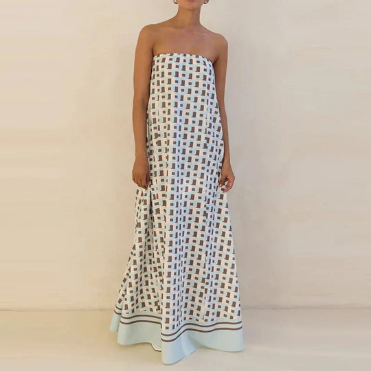 Strapless Printed Maxi Dress for Summer Parties