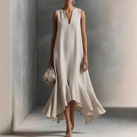 Bohemian V Neck Flowy Maxi Sundress for Summer Vacations