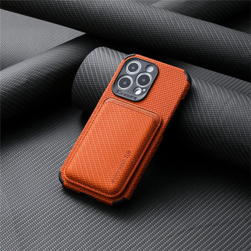 Slim MagSafe Leather Wallet Phone Case with Card Holder for iPhone