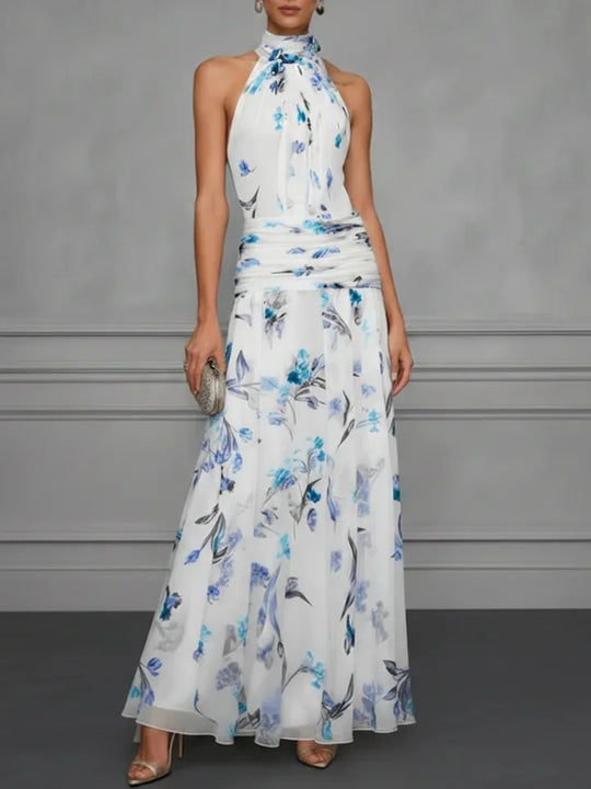 Floral Halter Maxi Dress for Beach Weddings
