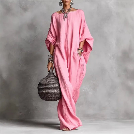 Flowy Batwing Sleeve Maxi Dress for Holiday Wear