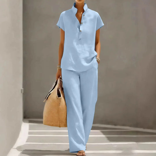 Breathable Linen Two Piece Set for Summer Days