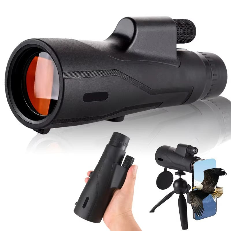 Compact high-power monocular telescope