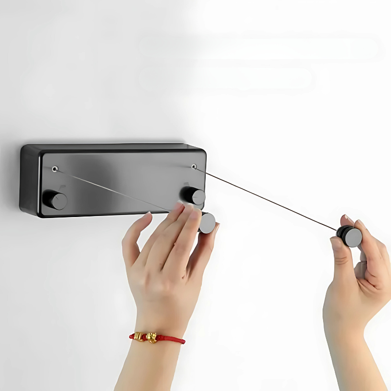 Space-Saving Retractable Clothesline for Indoor and Outdoor Laundry Drying