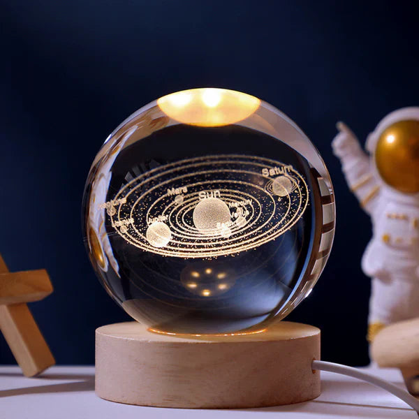 Solar System Crystal Ball Night Light for Bedside Ambient Decor