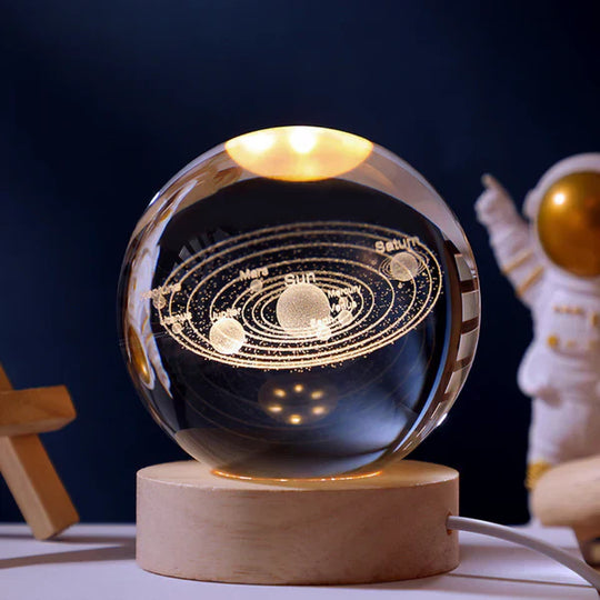 Solar System Crystal Ball Night Light for Bedside Ambient Decor