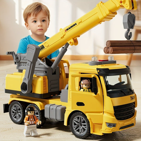 Heavy-Duty Construction Crane Truck Toy with Lights and Sounds for Kids