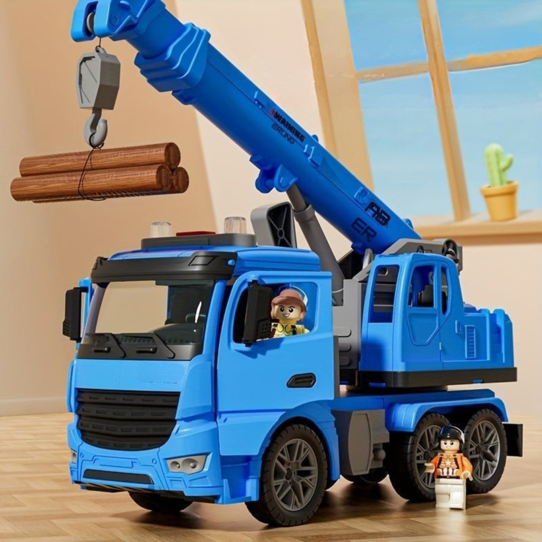 Heavy-Duty Construction Crane Truck Toy with Lights and Sounds for Kids
