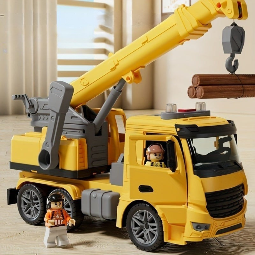 Heavy-Duty Construction Crane Truck Toy with Lights and Sounds for Kids