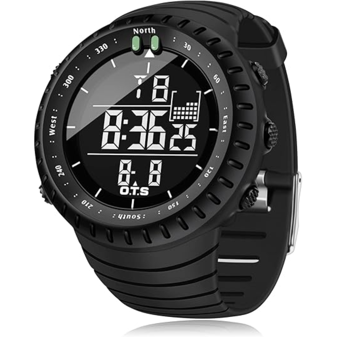 Black digital sports watch
