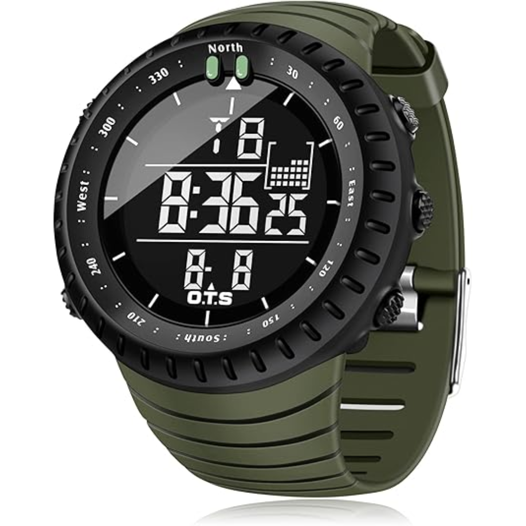 Army green digital sports watch