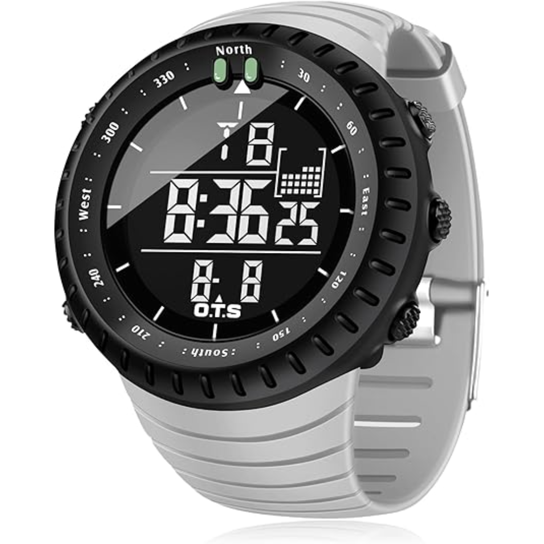 White digital sports watch
