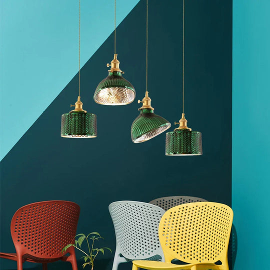 Vintage Textured Glass Pendant Lights for Dining Room and Kitchen