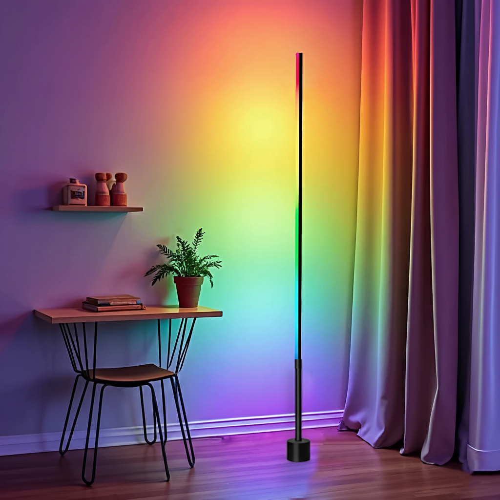 RGB LED corner floor lamp