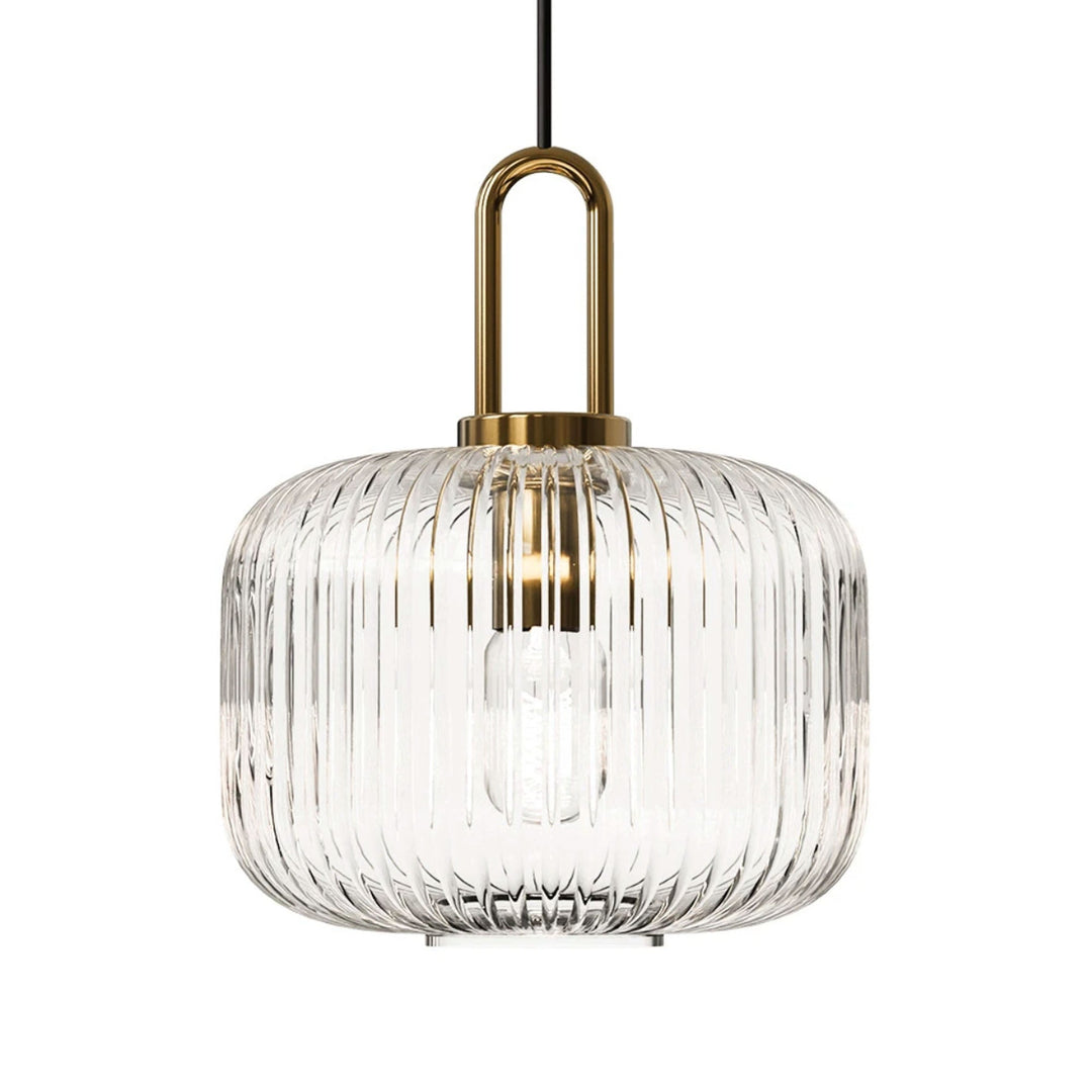 Nordic Ribbed Glass Pendant Light for Dining Room